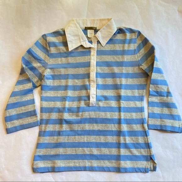 J. Crew Tops - J. Crew Striped 3/4 Sleeve Shirt Blue/Gray Small